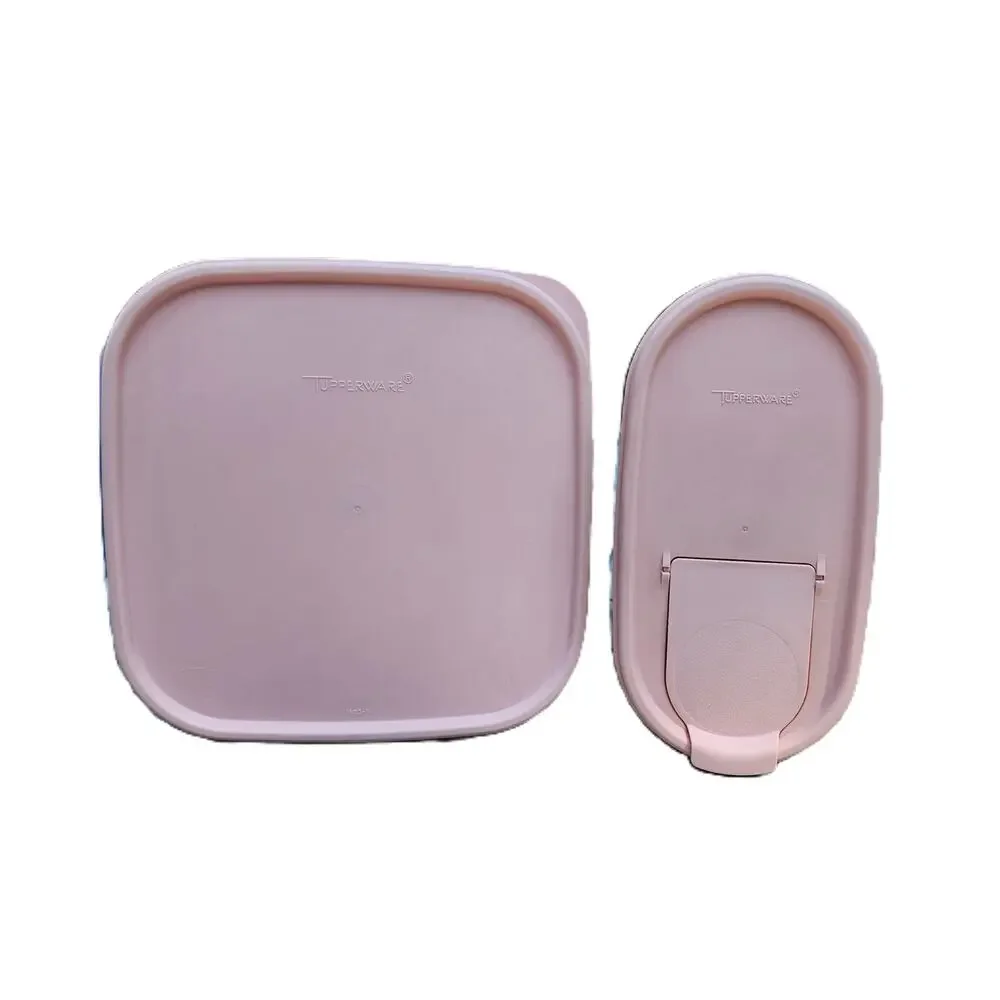 Tupperware VTG Modular Mates Square #3 & Oval #3 Pink Lid Dry Food Container Set